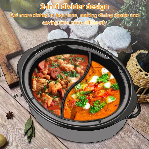 NYIDPSZ 2Pcs Slow Cooker Divider Liner for 6QT Pot Reusable Silicone Cooker Divider Insert Leakproof Heat Resistant Slow Cookers Kitchen Accessories