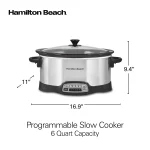 Hamilton Beach Programmable Slow Cooker, 6 Quart Capacity, Removable Crock, Silver, 33463
