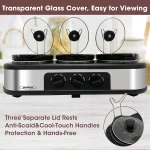 Superjoe Triple Slow Cooker, 3x1.5 Quart Electric Slow Cooker Buffet Server, Food Warmer Cooking Pot, Adjustable Temp Removable Ceramic Pots Lid Rests