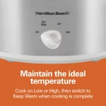 Hamilton Beach Slow Cooker, 4 Quart Capacity, Serves 4+ People, Removable Crock, White and Silver, 33140