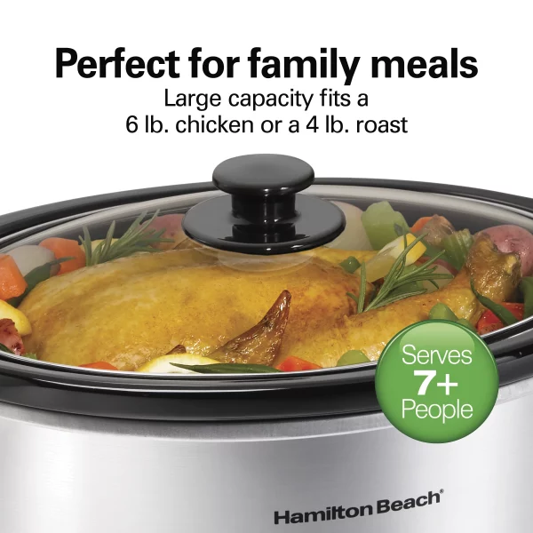 Hamilton Beach Programmable Slow Cooker, 6 Quart Capacity, Removable Crock, Silver, 33463