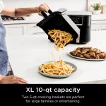 Restored Ninja - Foodi 6-in-1 10-qt. XL 2-Basket Air Fryer with DualZone Technology & Smart Cook System - Black (Refurbished)