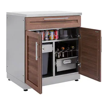 NewAge Products 5-piece Grove Stainless Steel Outdoor Kitchen with Drop-In Stainless Steel Platinum Grill