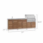 NewAge Products 5-piece Grove Stainless Steel Outdoor Kitchen with Drop-In Stainless Steel Platinum Grill