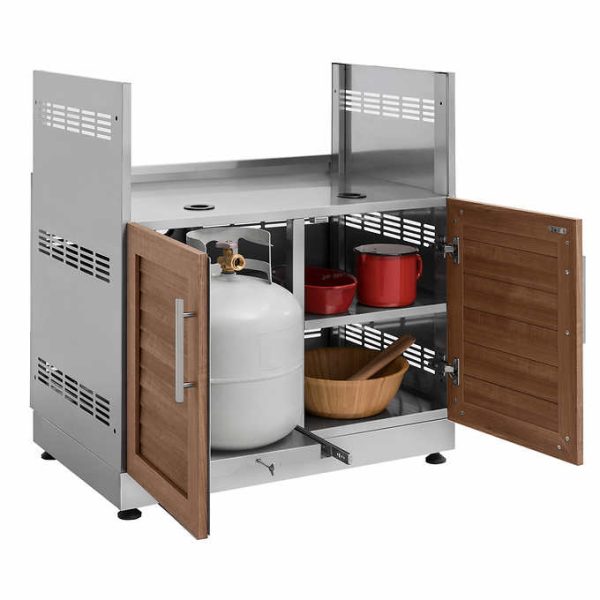 NewAge Products 5-piece Grove Stainless Steel Outdoor Kitchen with Drop-In Stainless Steel Platinum Grill